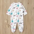 thumbnail image 3 of Honeeladyy Toddler Baby Boys Girls Long Sleeve Print Zipper Romper jumpsuit White, 3 of 9