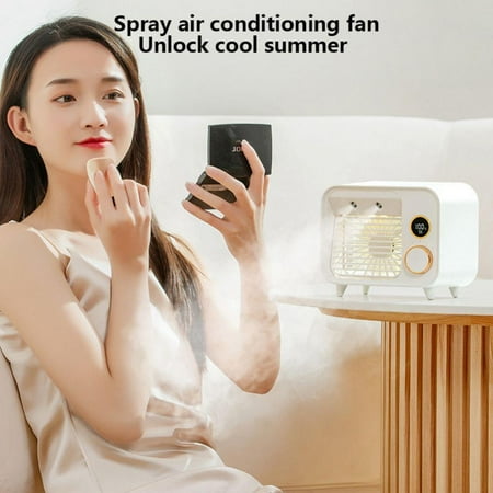 

Leonard Personal Air Cooler Portable Air Conditioner Fan Evaporative Mini Cooler Desk Fans with 300ML Water Tank and 3 Speeds Cooling Mist Humidifier with Night Light for Room/Office/Dorm/Bedroom