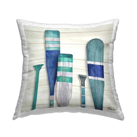 Stupell Industries Green Boating Oars Lake Cabin Design by Paul Brent Throw Pillow