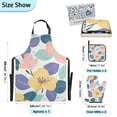 thumbnail image 3 of Pinkish Yellow Flowers Green Purple Leaves Apron Set with Oven Mitts Pot Holders Set of 5 Kitchen Stuff Accessories, 3 of 6
