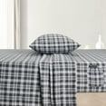 thumbnail image 3 of Sleepdown 100% Cotton Flannel Sheets Queen Size Bed Sheets Set with Deep Pockets, Brushed Flannel with Elastic Fitted Sheet Set, Soft & Cozy Sheets - 4 Piece Bedding and Pillowcase set - Grey Plaid, 3 of 7