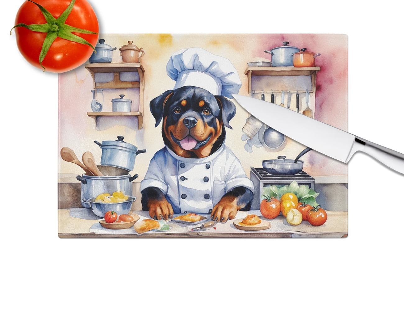 Rottweiler The Chef Glass Cutting Board 12 in x 15 in