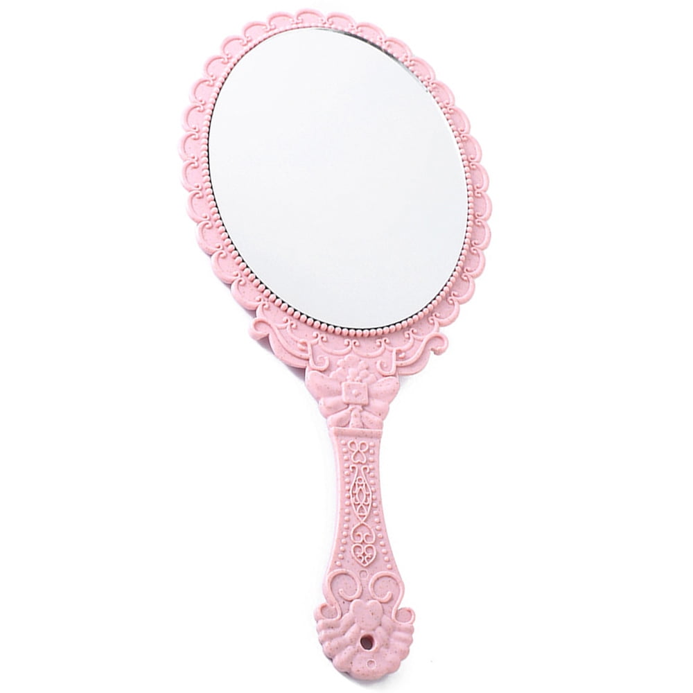 Small Pink Handheld 10x Magnifying Mirror for Makeup, Travel (9.5x5.3 in)
