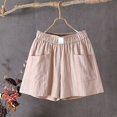 thumbnail image 3 of Women's Spring Summer Solid Cotton Li Nen Shorts With Split Pocket Casual Pants, 3 of 3