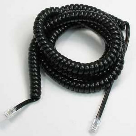 ACCL 25Ft Coiled Handset Cord, RJ22 (4P4C) Black, 1 Pack
