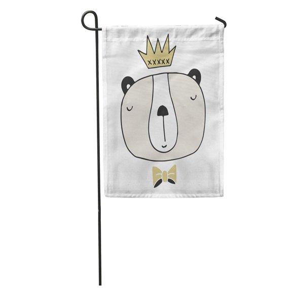 NUDECOR Bear King Nursery in Scandinavian Colore Kids Baby Black Garden Flag Decorative Flag House Banner 12x18 inch
