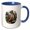 Blue/White, variant on 3drose, Ruffed Grouse Amongst Mountain Laurel Flowers, 11oz Two-tone Green Mug