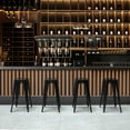 thumbnail image 2 of Basicwise 4-pcs 30-inch Backless Metal Bar Stool Stackable Heavy-Duty Counter-Height Chair for Home Bars Patios Kitchen Islands Cafes Restaurants Bistros and Dining Areas for Indoor & Outdoor, Black, 2 of 6