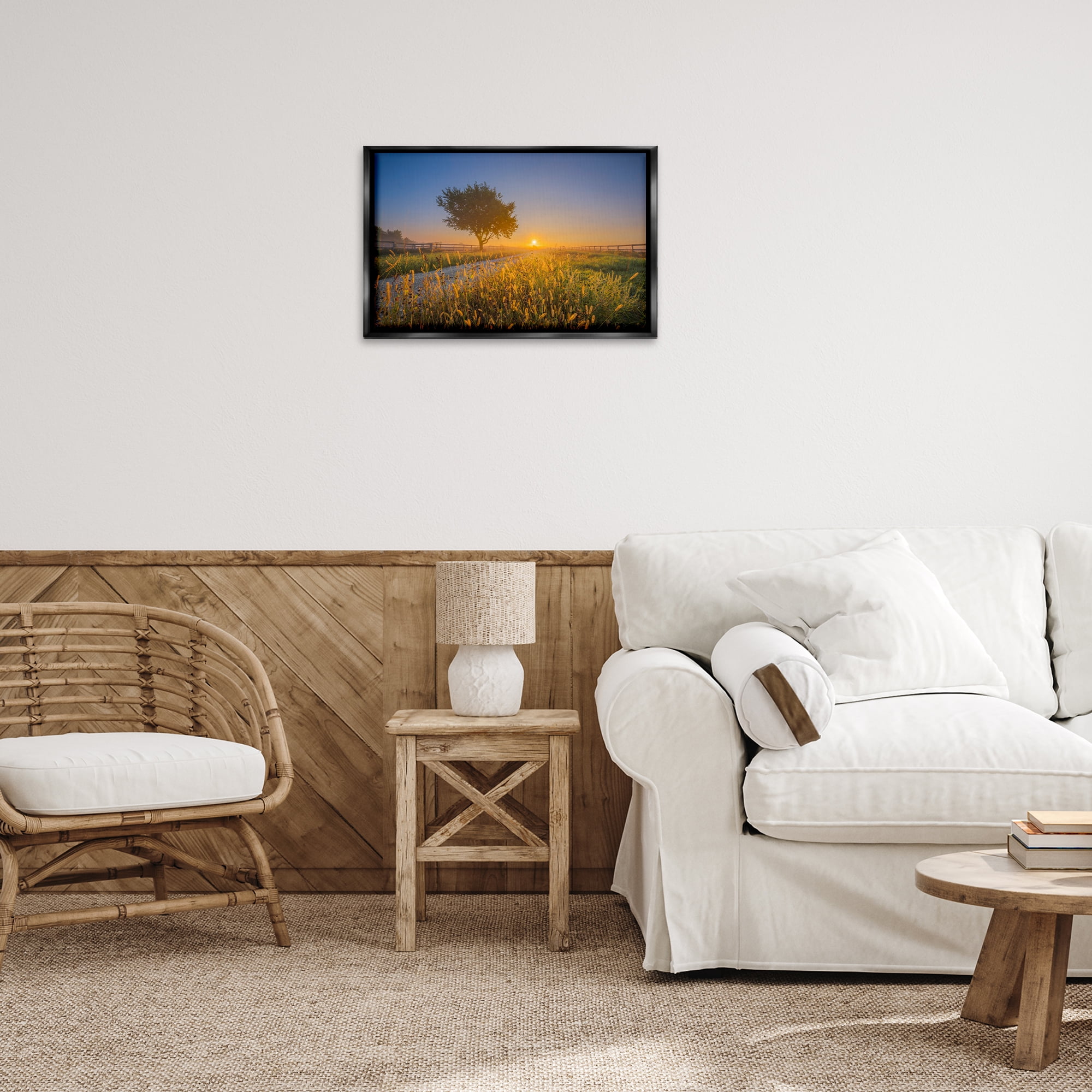 Stupell Industries Rising Sun Horizon Landscape & Nature Photography Black Floater Framed Canvas Art Print Wall Art, 25 x 17