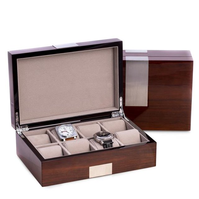 International Lacquered Walnut Wood 8 Watch Box