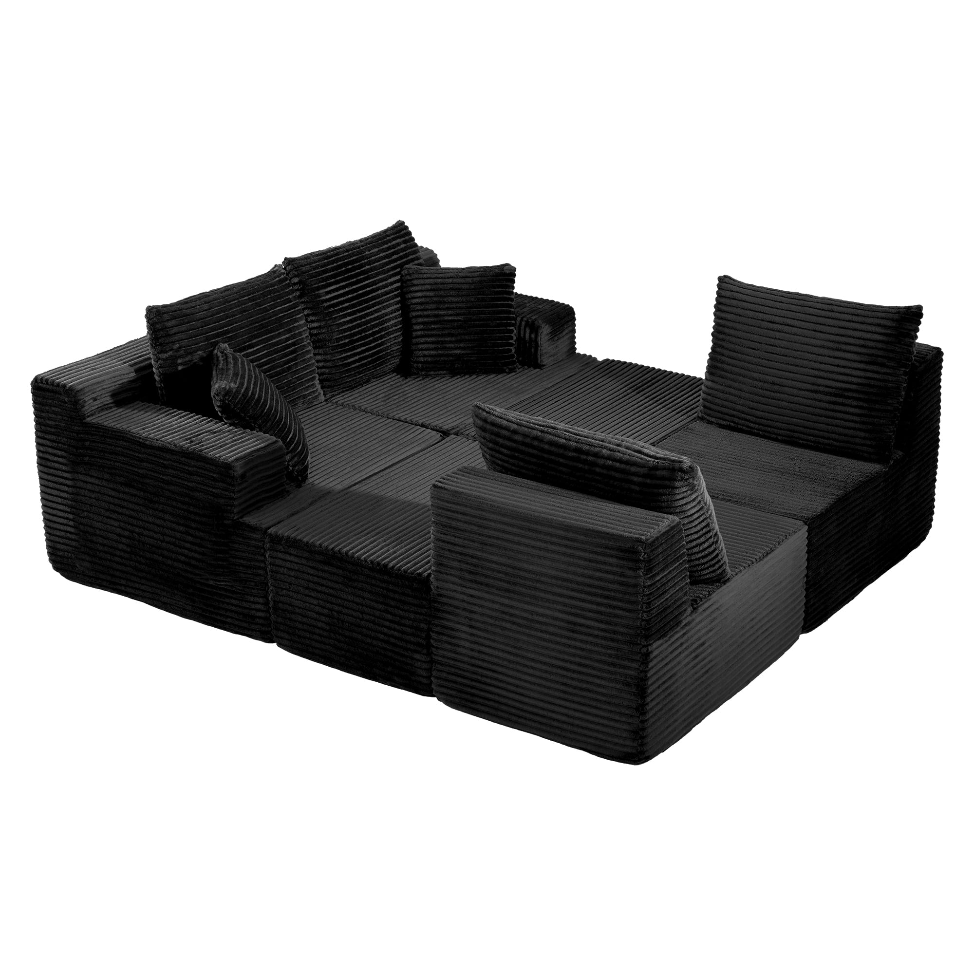 131" Oversized U Shaped Boneless Modular Sectional Sofa with 2 Ottoman and 6 Pillows