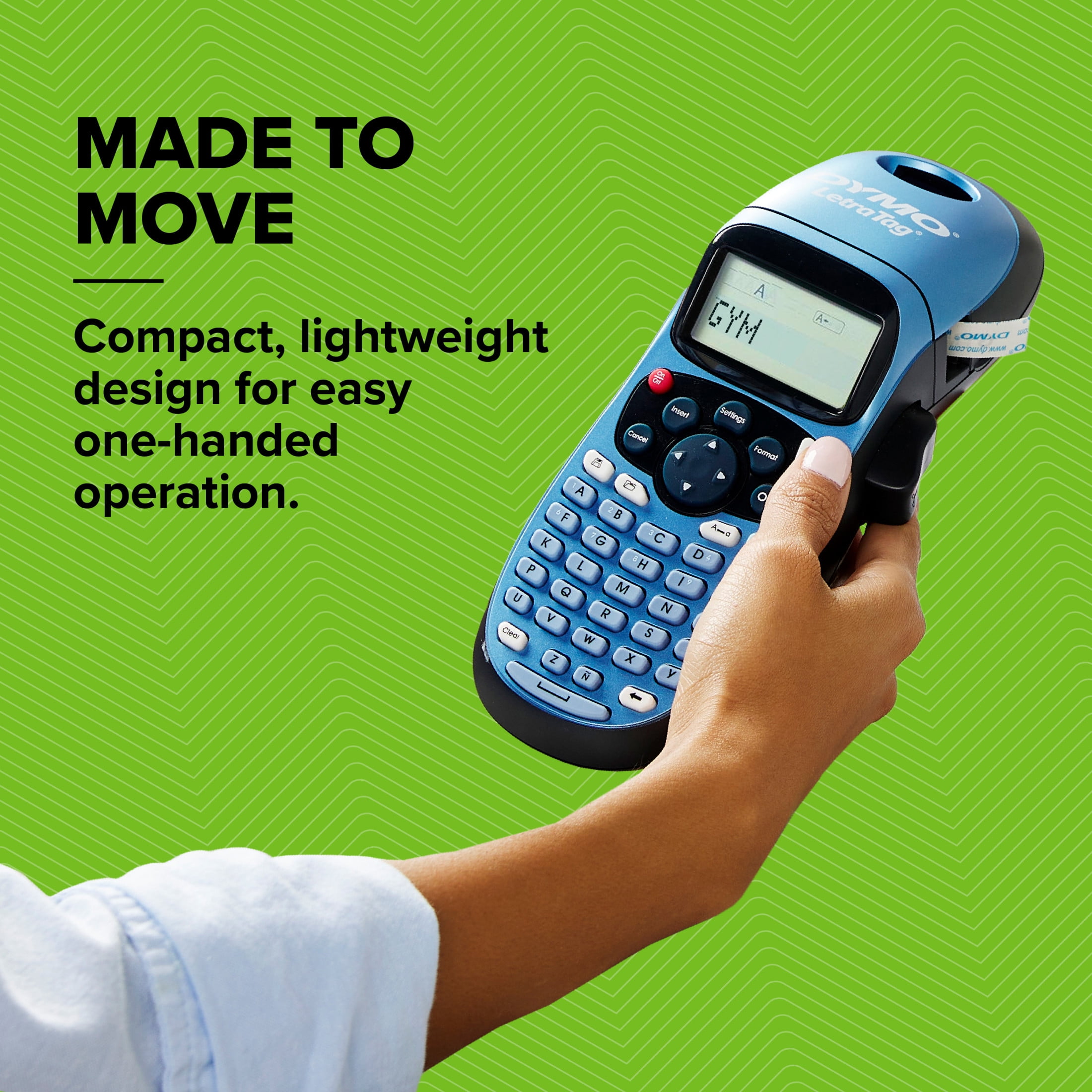 DYMO Label Maker, LetraTag 100H Handheld Label Maker, Easy-to-Use, 13 Character LCD Screen, Great for Home & Office Organization, Blue