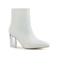thumbnail image 1 of Unique Bargains Bottines à Paillettes à Talon Bloc Transparent pour Femme Blanches (Taille 9,5), 1 of 7