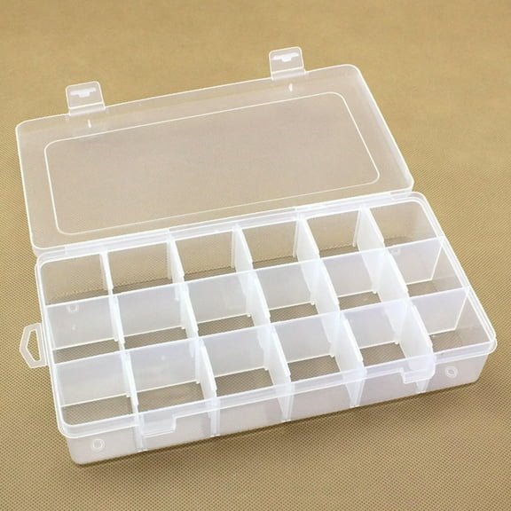 U8MO Clear Plastic Box Case 18 compartments Jewelry Beads Display Storage 227X113mm