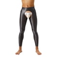 thumbnail image 1 of Jhaoyu Men's Hollowing Out Silky Compression Tights Pants Base Layer Breathable Training Leggings Grey XL, 1 of 3