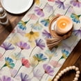 thumbnail image 3 of Spring Flowers Table Runner - 120 Inch Long Watercolor Floral Vintage Beige Cotton and Linen Blended Dress Scarves Farmhouse Table Runner for Kitchen Dining, Coffee Table, 13" x 120", 3 of 8