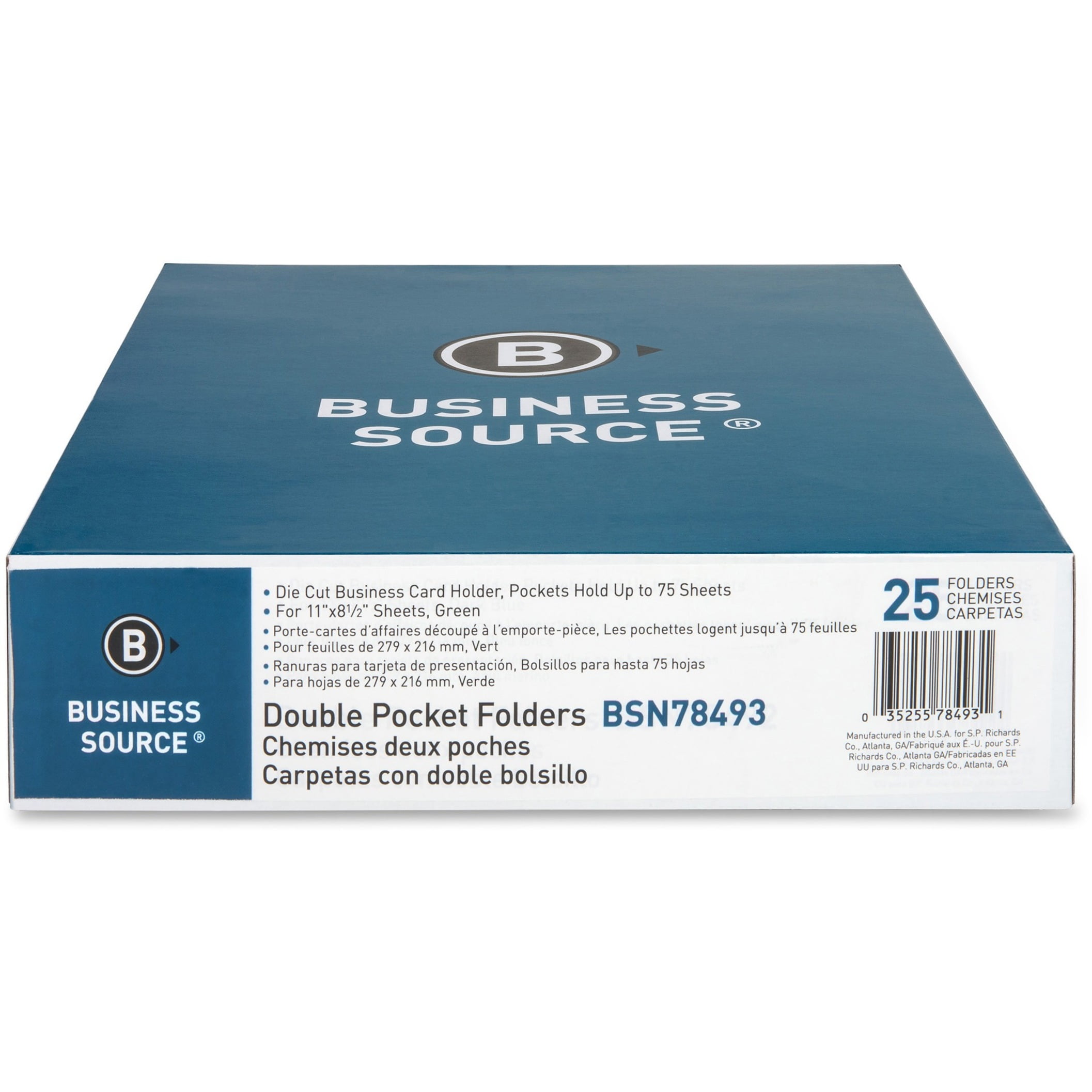 Business Source, BSN78493, Pocket Folder, 25 / Box, Green