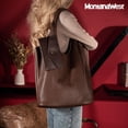 thumbnail image 4 of Montana West Slouchy Hobo Bags for Women Soft Designer Shoulder Purses Ladies Top Handle Handbag, Coffee, 4 of 6