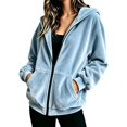 thumbnail image 2 of Bexdxz Zip Up Hoodie Women Velvet Elegant Oversized Long Sleeve Hooded Sweatshirt | Womens Hoodies Pullover 2026 Velvet Oversized Loose Fit Full Zip Hooded Light Blue M, 2 of 6
