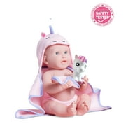 JC Toys La Newborn with Hooded Unicorn Towel - Realistic 17" Anatomically Correct Real Girl - All Vinyl Designed by Berenguer for Children 2 
