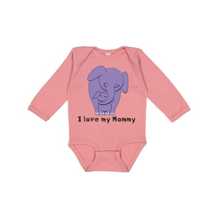 

Inktastic I Love My Mommy Elephant Purple Purple Gift Baby Boy or Baby Girl Long Sleeve Bodysuit