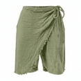 thumbnail image 4 of Eryao Men's Wrap Cotton Linen Skort Bohemian Casual Bottoms with Pockets Summer Casual Beach Drawstring Shorts,Green,XXXL, 4 of 4