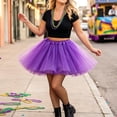 thumbnail image 4 of OIOLOYJM Tutu for Women Adults Halloween Happy Ballet Multi-Layer Tulle Skirt Christmas Performance Non See-Through Fluffy Holiday Party Dress Purple 1 US-XS, 4 of 4