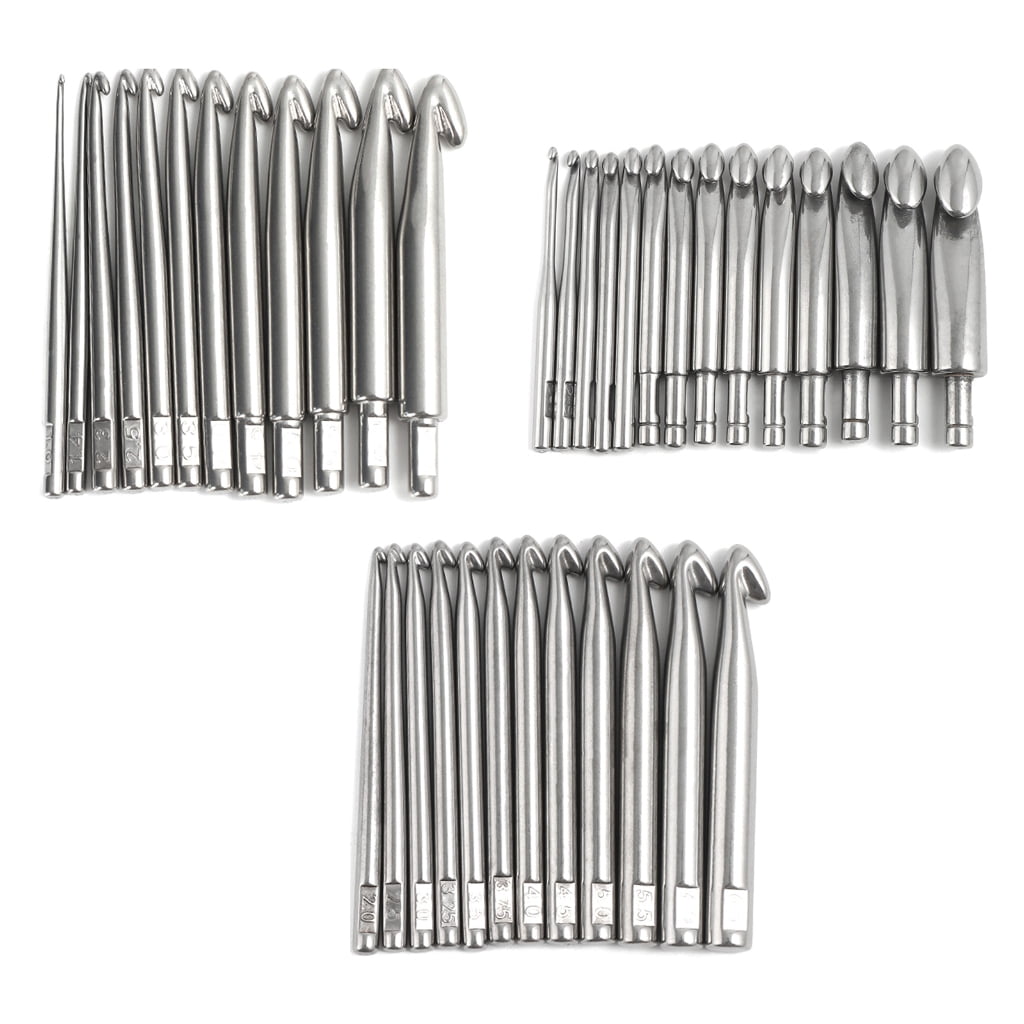 Large Size Stainless Steel Crochet Hook Set Ergonomic Handle Knitting Needle Craft Weave Sewing Yarn Needle Crochet Hook