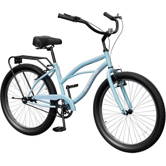 Marknig 26" Cruiser Bike, 1-Speed Beach & City Cruiser Bicycle for Adult Women and Men with Rear Rack, Blue