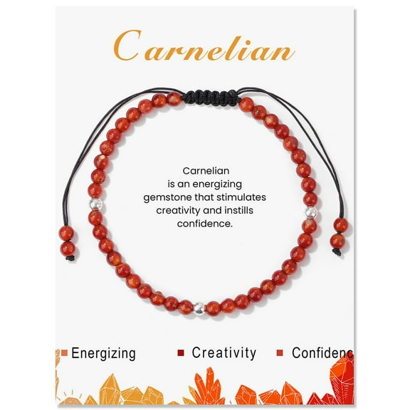 Natural Carnelian Bead Bracelets Adjustable Cord Bracelets for Women 6-3/4~9-1/8 inch(17~23cm)