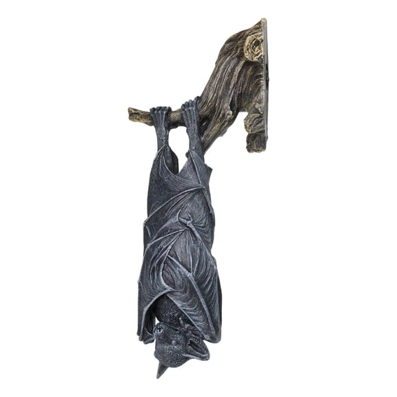 Nocturnal Sleeping Bat Wrapped In Wings On Tree Branch Wall Decor Figurine