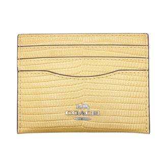 COACH 88250 Crossgrain Leather Mini Skinny Id Card Case SV  Coach Mini Skinny ID Case in crossgrain leather and a yellow color main image 2