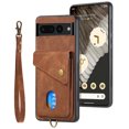 thumbnail image 3 of Nalacover for Google Pixel 8 Pro, Slim Case Wallet with Credit Card Holder, Back Flip Premium Leather Magnetic Clasp Kickstand Wirst Hand Strap Shockproof Cover for Google Pixel 8 Pro, Brown, 3 of 7