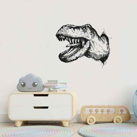Realistic Dinosaur T Rex 3D Dinosaur Wall Crack Dinosaur Rage Silhouette Vinyl Design Wall Sticker Art Decal Boy Girl Kid Bedroom Nursery Kinder Home Decor Stickers Decoration Size (14x20 inch)