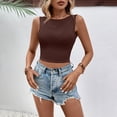 thumbnail image 6 of Women's High Neck Sleeveless Tank Tops with Backless Cropped Cut and Fitted Silhouette Featuring Solid Color Basic Style Coffee XL, 6 of 6