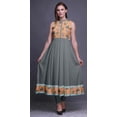 thumbnail image 2 of Bimba Robe Anarkali Col Mandarin Imprimé Feuilles de Pêche Clair pour Femmes Kurta Ethnique Indienne X-Small, 2 of 6