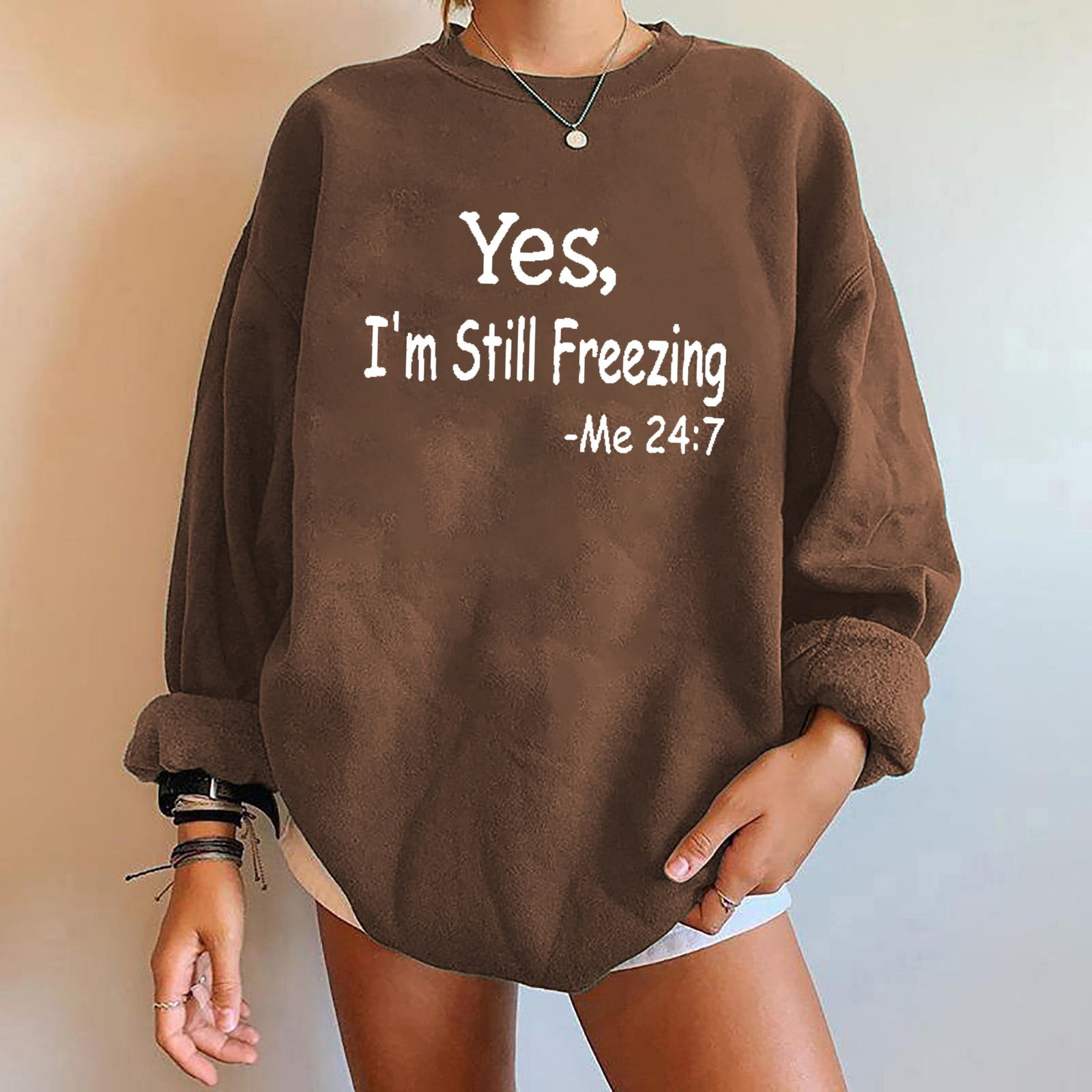 YES ,I,M STILL FREEZING ME Western Tops for Ladies Round Neck