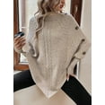 thumbnail image 7 of Women's Pullover Bat Type Lightweight Sweater Cape Style High Neck Long Sleeve Button High Neck Casual Women's Sweater, 7 of 7
