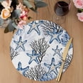 thumbnail image 3 of Coastal Blue Coral Round 13 Inch Placemats Set of 2, Summer Ocean Starfish Nautical Vintage HeatResistant Non Slip Place Mats for Dining Table, Wipeable Braided Kitchen Table Mats for Housewarming, 3 of 9