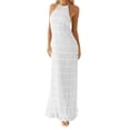 thumbnail image 2 of Mceream Beach Women's Halter Pleated Maxi Dress – Flowy Lightweight Fabric, Sun Protection, Perfect for Vacation & Summer Holidays White L, 2 of 9