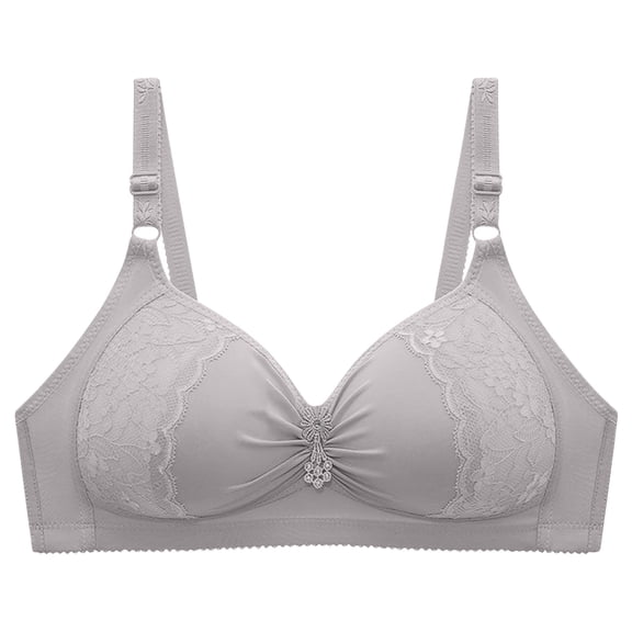 ATOYSOY Women's Plus Size Everyday Bra Middle-Aged Elder Thin Lightly Wirefree Breathable Push Up Bralette Workout Solid Color Underwear Teens Comfort Bra Gray L