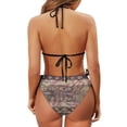 thumbnail image 6 of Uourmeti Women's Halter Neck Two Piece Bikini Set - Solid Top & Snake Skin Print Tie Side Bottom - Sexy Quick Dry Swimwear for Beach Vacation & Pool Party, 6 of 9