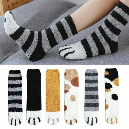 

Kiluex Womens Girls 3D Pattern Elastic Socks Funny Feet Cute Cat Paw Fluffy Christmas Xmas Stockings