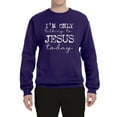 thumbnail image 2 of Wild Bobby, I'm Only Talking to Jesus Today Inspirational/Christian Unisex Crewneck Graphic Sweatshirt, Purple, Large, 2 of 6