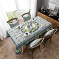 thumbnail image 3 of Table Cloth Waterproof Polyester Tablecloth Summer Lemon Vintage Style Blue Tile Pattern Table Clothes for Rectangle Tables, Indoor Outdoor Table Cover for Parties, Wedding, Dinner Table - 60x102 Inch, 3 of 6