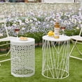 thumbnail image 4 of Y&M Set of 3 Metal Side End Tables Nightstand, Nesting Round Coffee Table for Indoor Outdoor, Heavy Duty Metal Plant Stand Living Room Garden Stool - White, 4 of 6