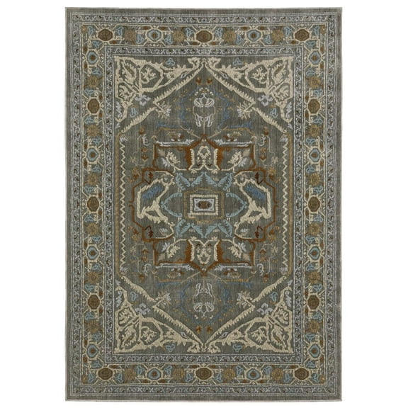 Oriental Weavers Ellington Area Rug - ELL05 - 2'3" x 7'6" - in Blue/ Multi - Vintage Inspired, Stain Resistant, Family and Pet Friendly , Entryway, Hallway Runner Rug