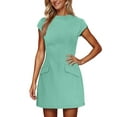 thumbnail image 6 of Fanxing Party Club Dresses for Women Mint Green Women's Business Casual Dress Office Professional Blazer Dress Slim Fit Cap Short Sleeve Blazer Dresses Double Breasted Mini Dresses, 6 of 8
