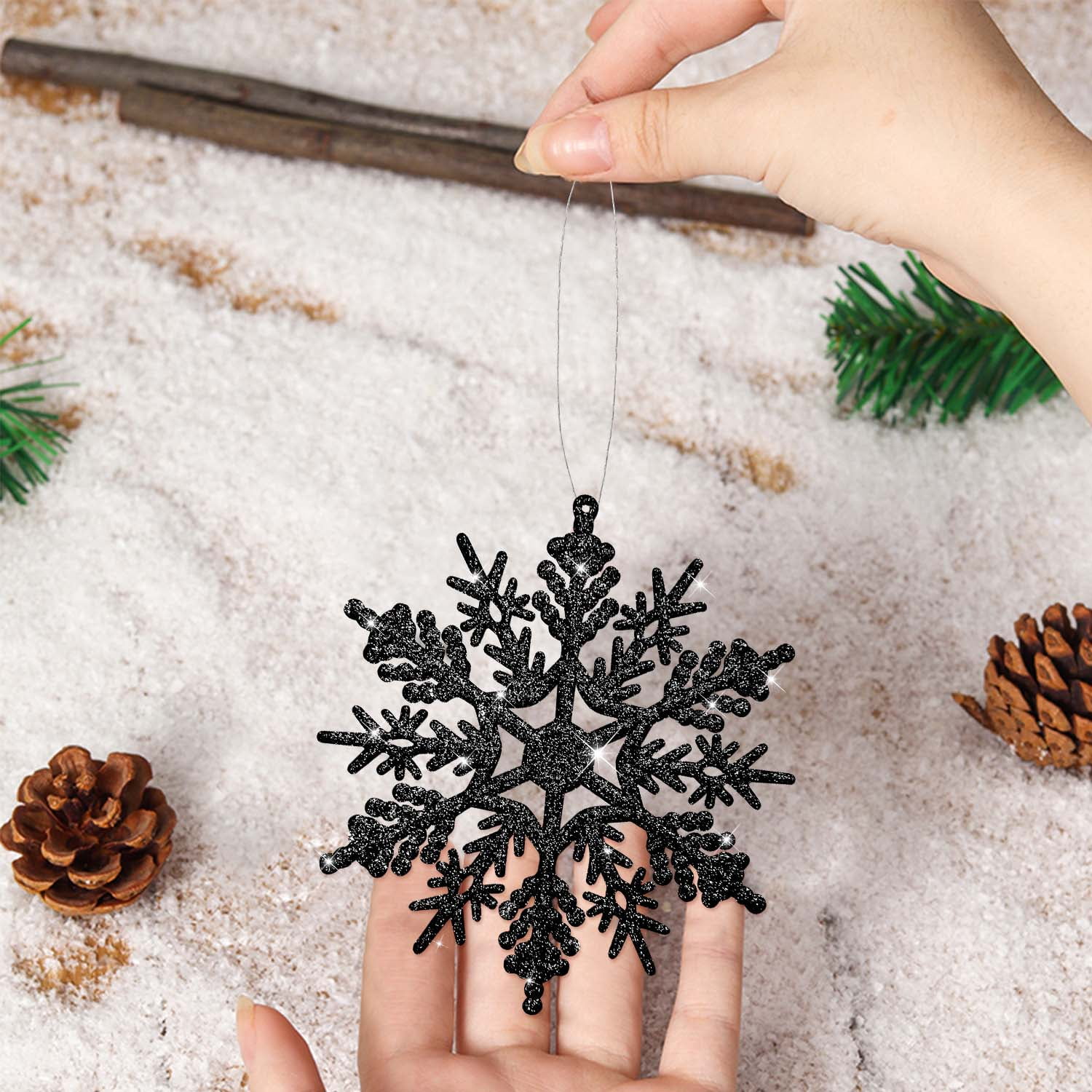 46PCS Plastic Snowflake Ornament Christmas Glitter Snowflake Hanging  Christmas Tree Decorations with Silver Rope for Winter Decorations Tree  Window Door Accesso - China Christmas Decoraction and Wholesale price