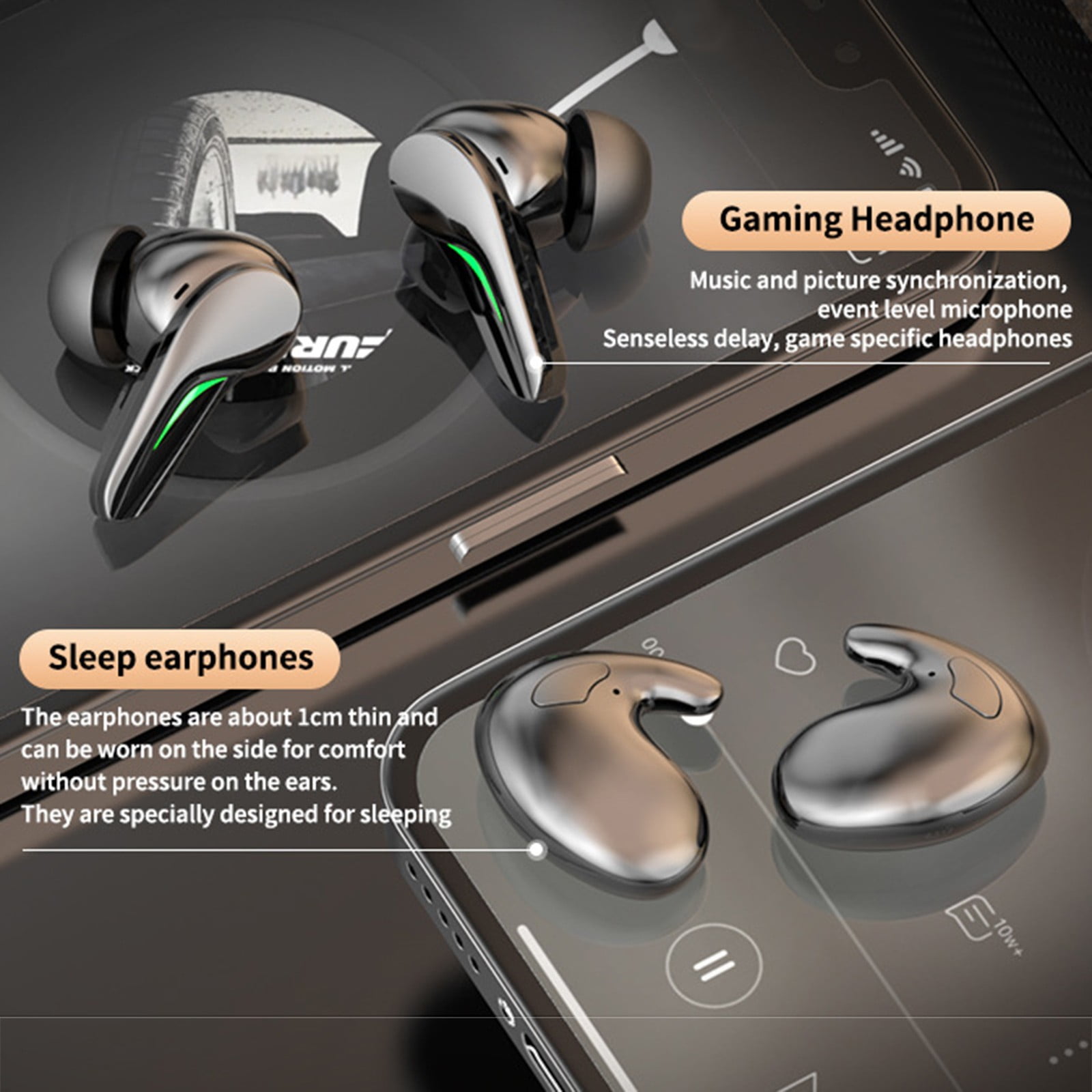 Wireless Earbuds, Bluetooth Earbuds Headphones Bass Stereo, IPX7 Waterproof Ear Buds with Mic LED Display, in Ear Earphones, 78H Playtime for Smartphone Laptop Pad Sports Workout - Black